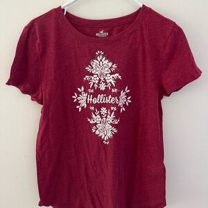 Womens red Hollister logo short sleeve logo shirt size M